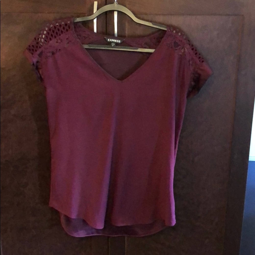 Express silk maroon shirt sleeve blouse